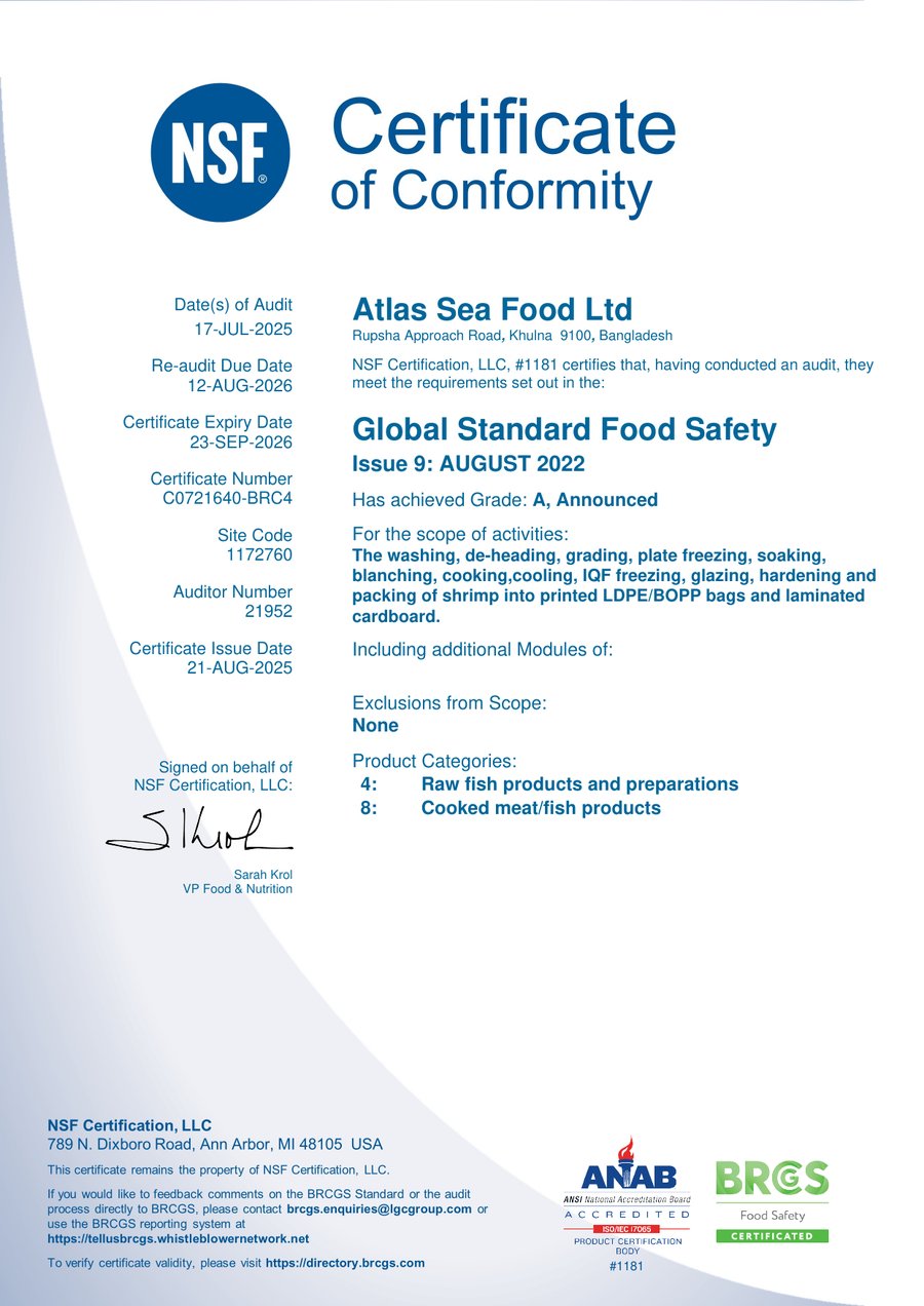 BRCGS food safety certificate